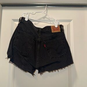 Levi's Black Jean Shorts High-Waisted Frayed Hem